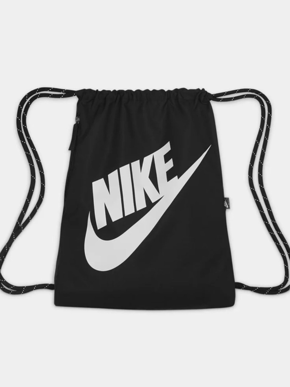 Nike Black Drawstring Backpack with White Swoosh